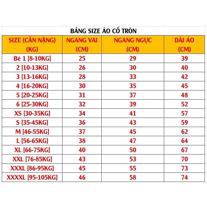 Áo nhóm , áo đi biển . Chất liệu thun cotton loại 1 đủ size từ 8 đến 100kg .