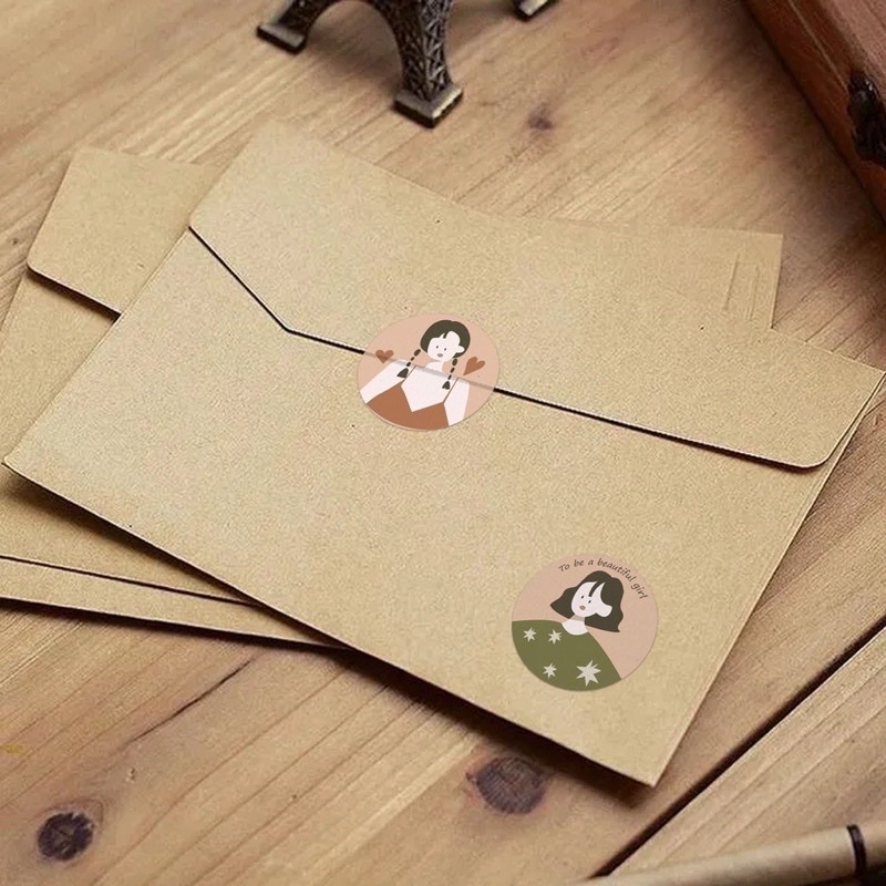 Lẻ 32 tem dán sticker trang trí nhiều hình dễ thương size 2.5cm có keo dính