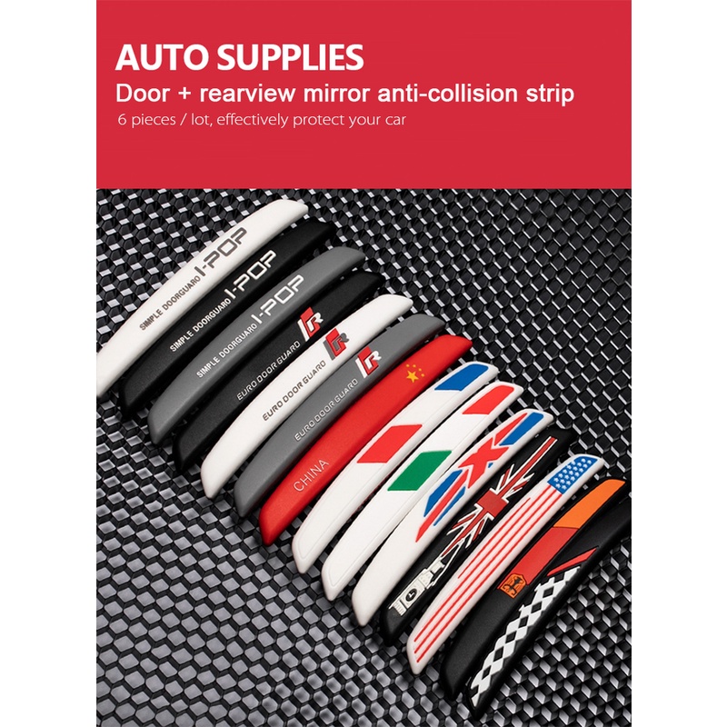 6 Miếng Dán Chống Trầy Xước Màu Đen Cho Cửa Xe Hơi