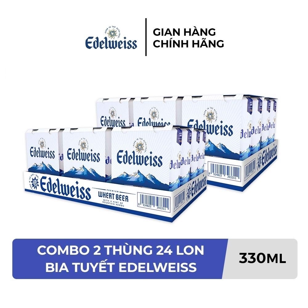 Hỏa tốc hcm - combo 2 thùng 24 lon bia tuyết - edelweiss 330ml lon - ảnh sản phẩm 1