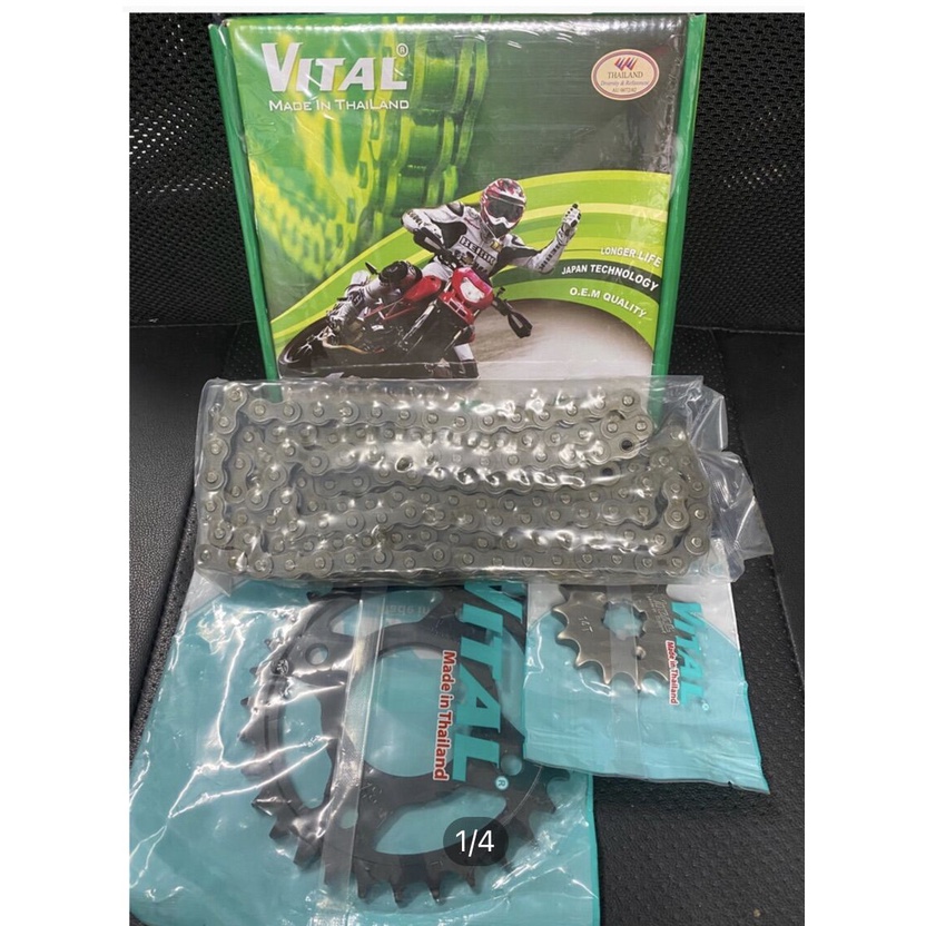 bg Nhông Sên Dĩa suzuki Gz150A hiệu Vital /1 bộ gồm 1 sên+1 dĩa+1 nhông