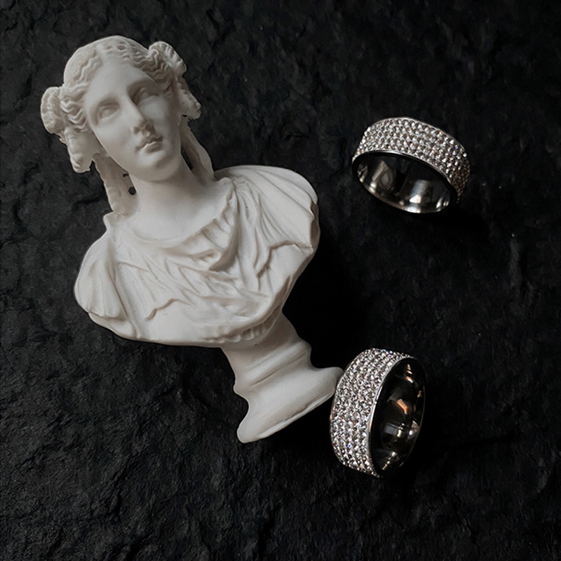 Nhẫn Kim Cương Bằng Thép Không Gỉ Không Phai Màu Phong Cách Hip Hop Cho Nam Và Nữ