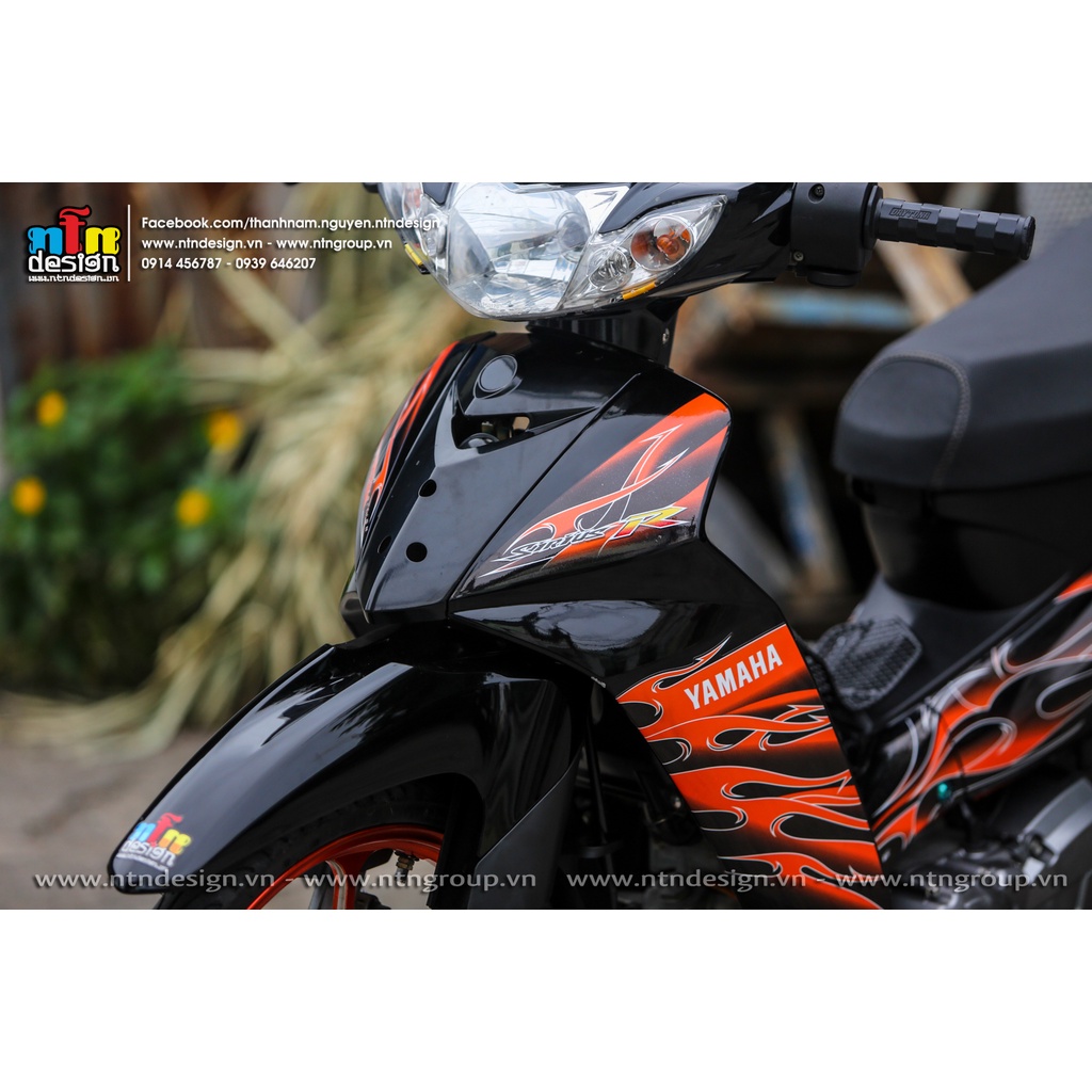 Tem rời mẫu Lửa cam cho Sirius xăng cơ đen bóng