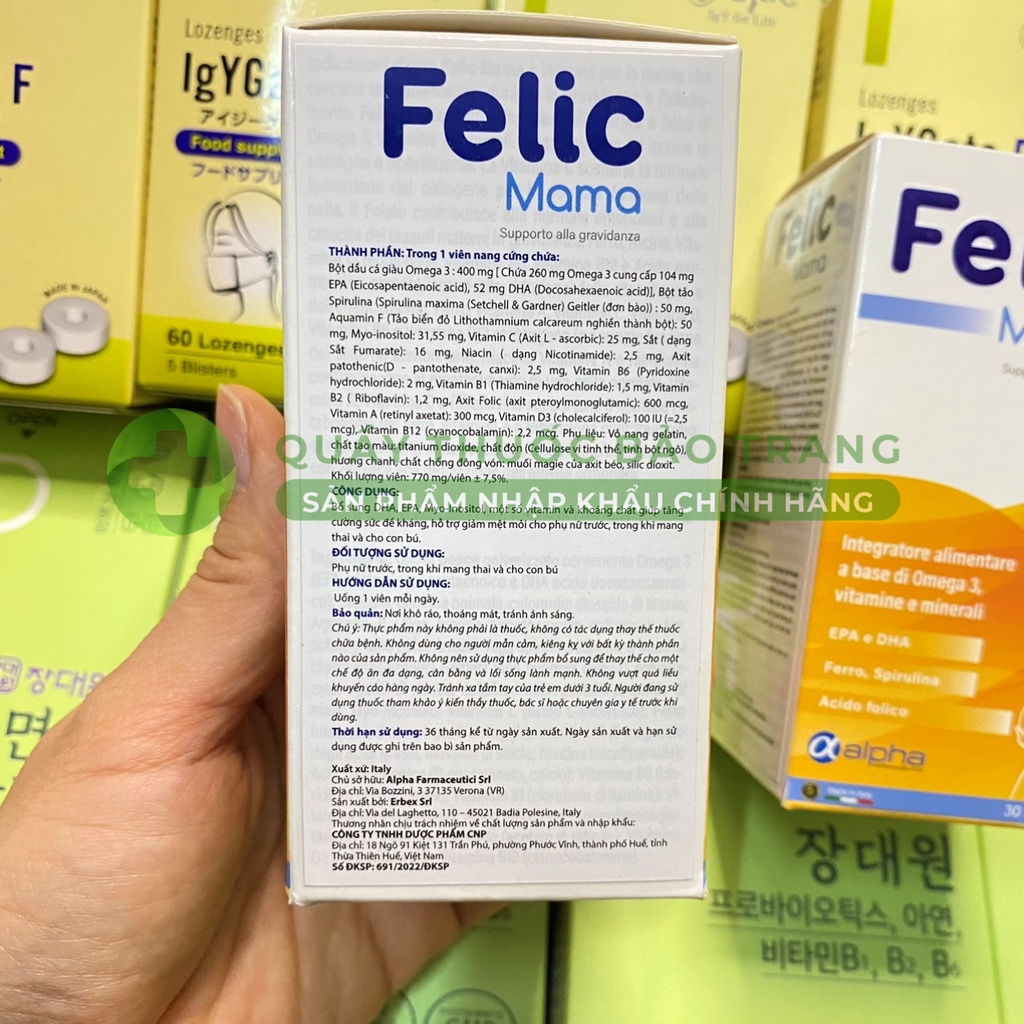 Viên uống bổ bầu Felic Mama, Hỗ trợ giảm căng thẳng, mệt mỏi khi đang mang thai hoặc cho con bú - Hộp 30 Viên