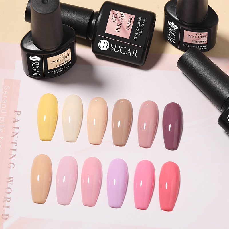 Bộ gel sơn móng tay UR SUGAR với 8 màu sắc lấp lánh tùy chọn 7.5ml