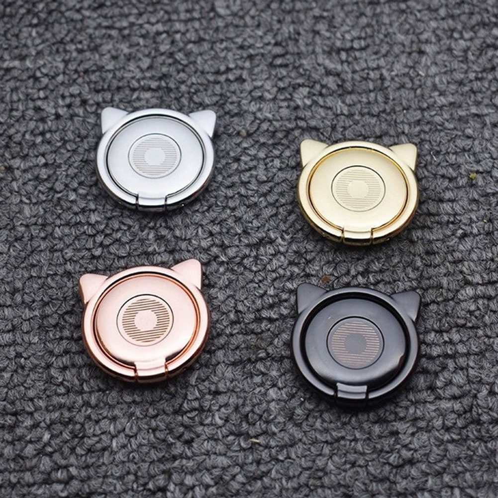 Giá Đỡ Điện Thoại Dạng Nhẫn Hình Tai Mèo / Hoa Hướng Dương Bằng Kim Loại Xoay Được Thông Dụng