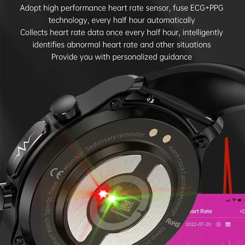 Đồng Hồ Thông Minh E400 ECG PPG HRV Chống Thấm Nước IP68 Theo Dõi Nhiệt Độ Cơ Thể