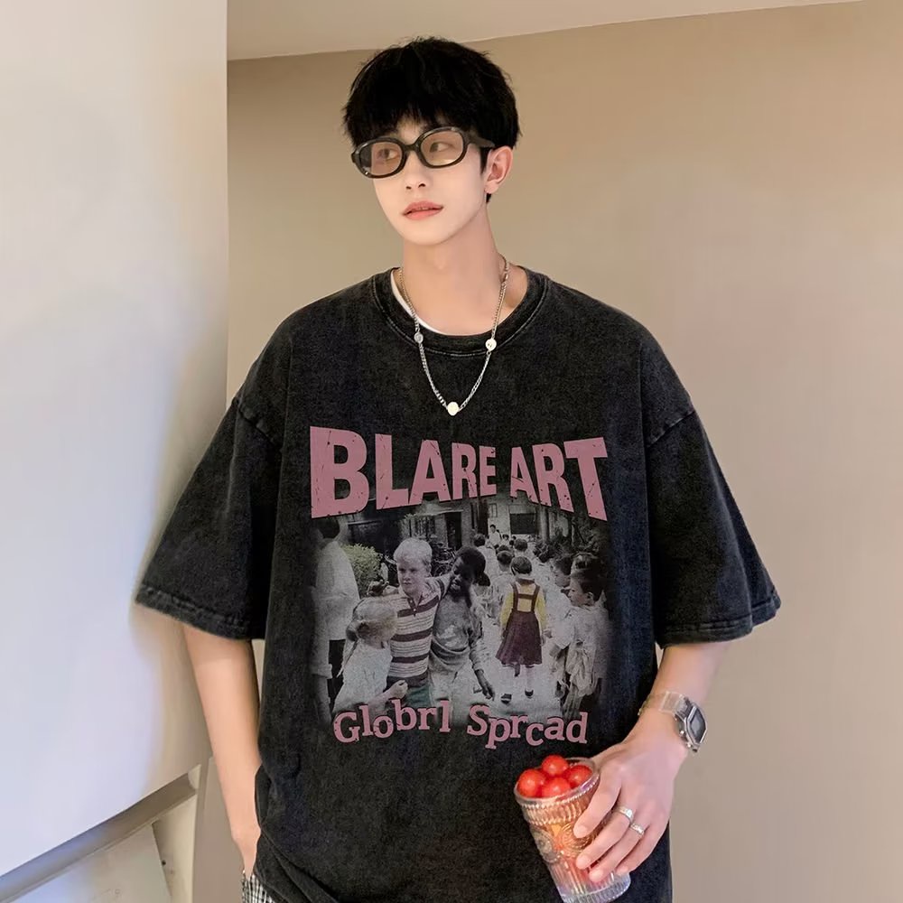 Áo Thun Tay Ngắn Cổ Tròn Dáng Rộng Thời Trang Mùa Hè 2023 Cho Nam