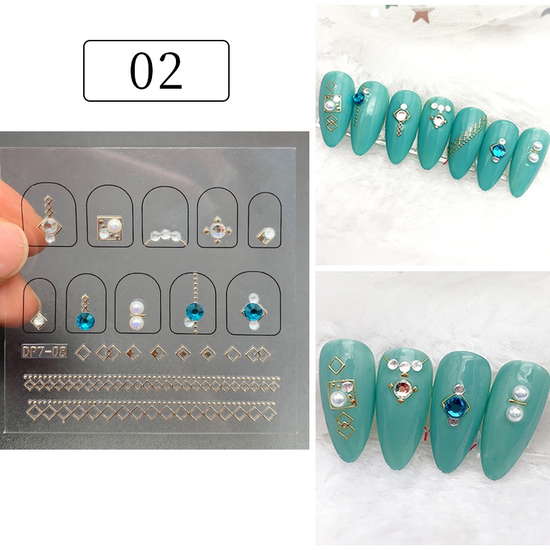 UR SUGAR Sticker 3D Hình Bươm Bướm Trái Tim Đính Đá Dùng Trang Trí Móng Tay