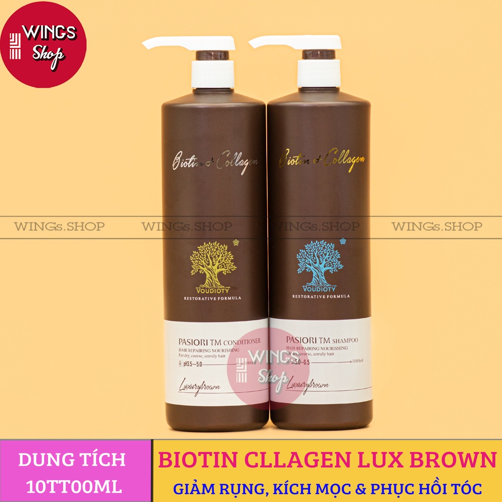 Cặp Dầu Gội Xả Biotin Collagen 500ML - 1000ML ( Phiên bản mới )| Giảm Rụng, Kích Mọc Tóc, Ngăn Ngừa Gàu | Wings Shop