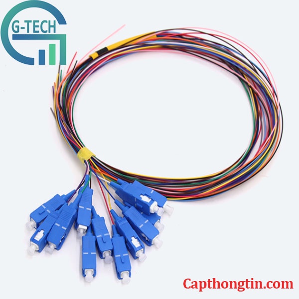 Dây hàn quang Pigtail 12 màu SC/UPC 1.5m , Dây nối quang 12 màu SC/UPC