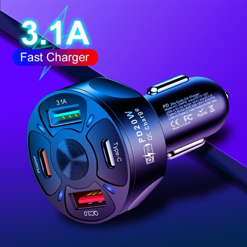 Cục Sạc Nhanh PD20W Type-C USB Kép QC3.0 Thông Dụng Cho Xe Tải
