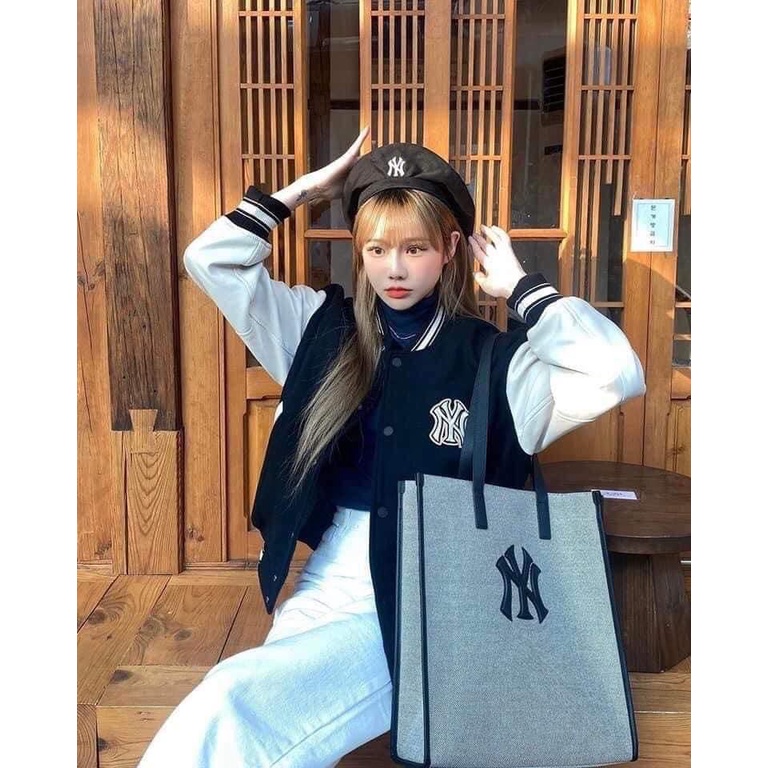 (CHÍNH HÃNG) Túi Tote MLB Canvas Basic Viền season 2023 Bản mới unisex Nam nữ thời trang tiện dụng