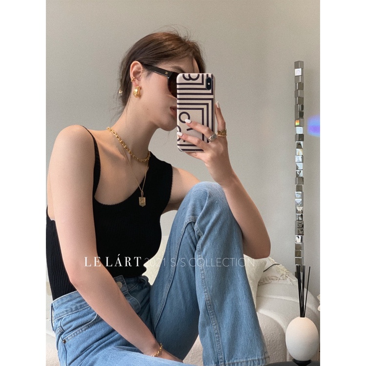 ZHELIHANGFEI Áo Hai Dây Dệt Kim Lệch Tà Quyến Rũ Thời Trang Cho Nữ