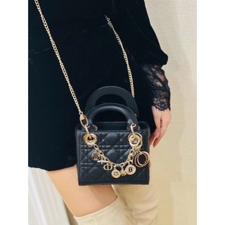 ✅túi cd lady 20cm - da cừu cán - bản sup - tặng charm & khăn quấn túi