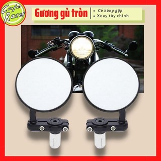 Gương tròn gắn gù tay lái có báng gập phù hợp độ mọi loại xe Vespa SH PKL Cafe Racer (giá 1 cái)