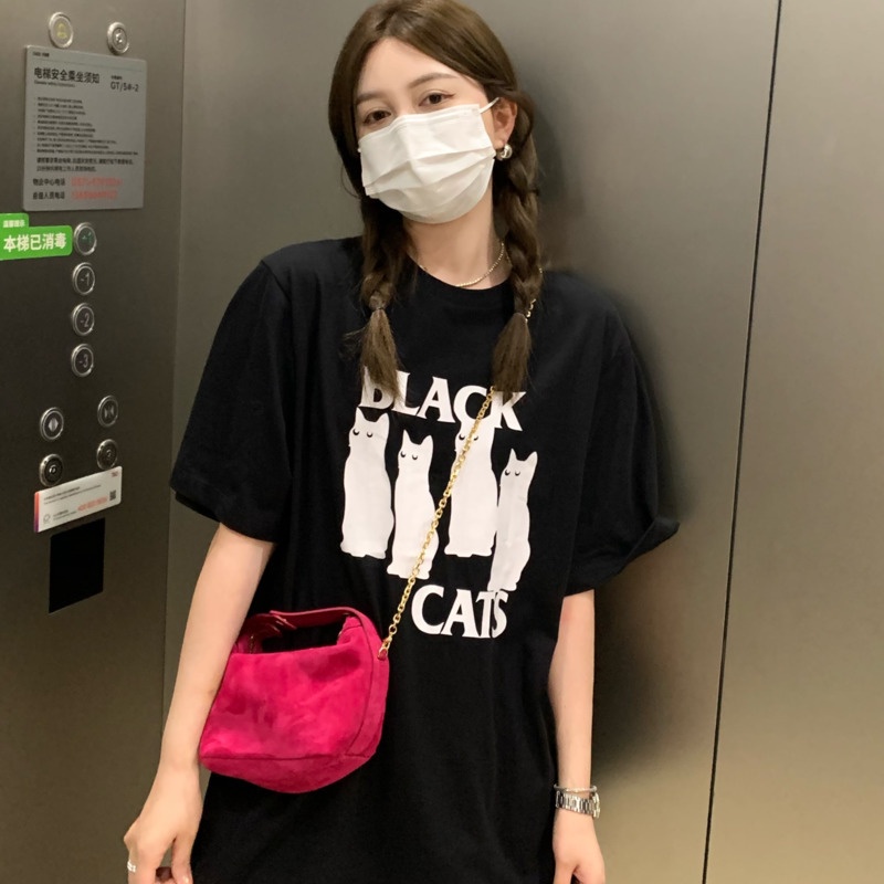 Áo Thun Dệt Kim Tay Ngắn Màu Sắc Tương Phản Thời Trang Mùa Hè