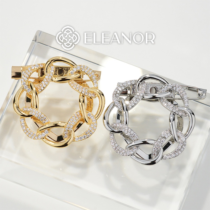 Khuy cài khăn Eleanor Accessories mắt xích đính đá phụ kiện thời trang hot trend 5202
