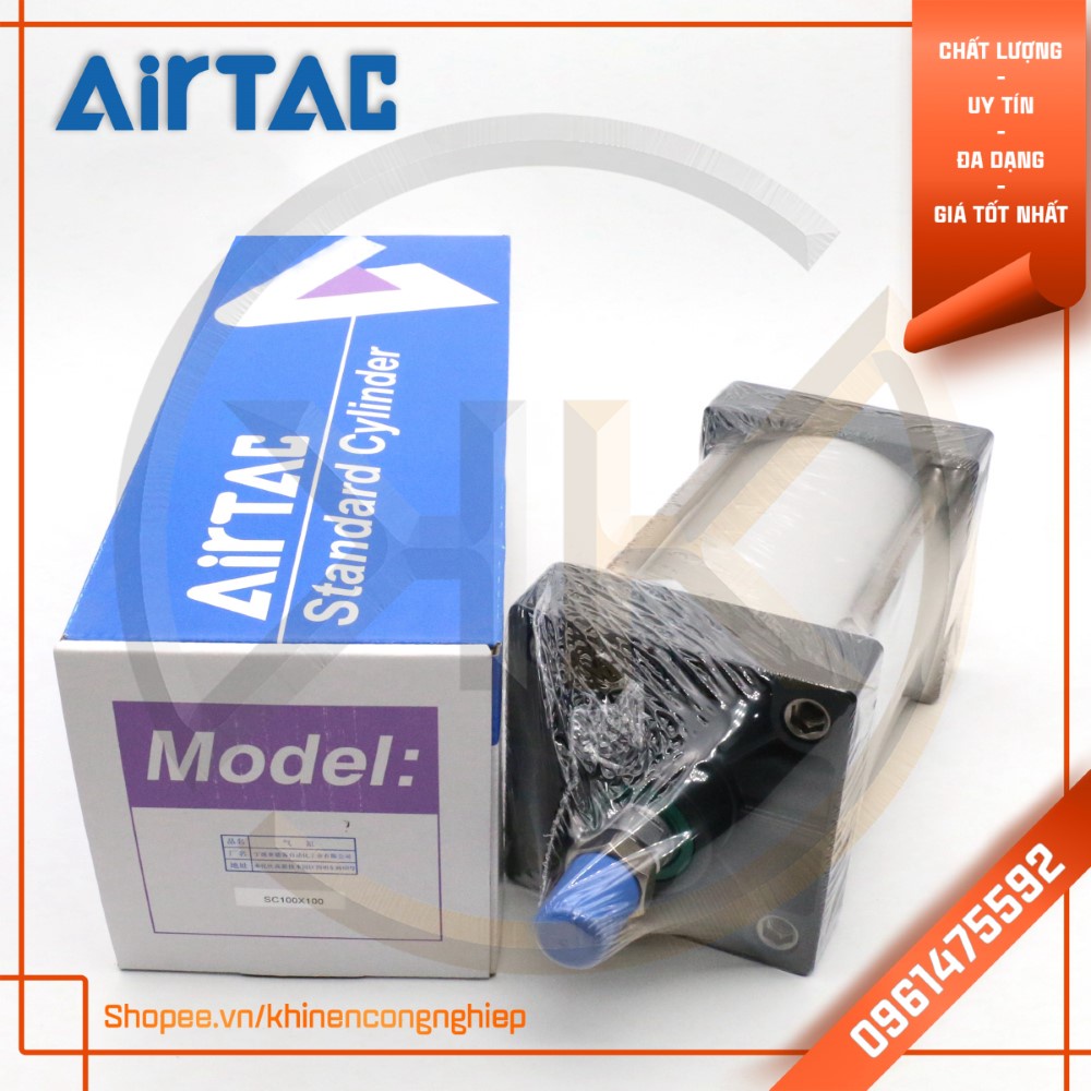 Xi Lanh Khí Nén Đế Vuông AirTAC SC100 x 25,50,75,100,125,150,175,200,250,300,350,400,450,500