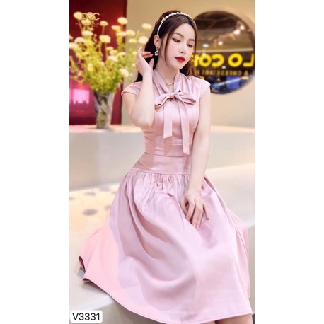V3331 váy xoè màu hồng