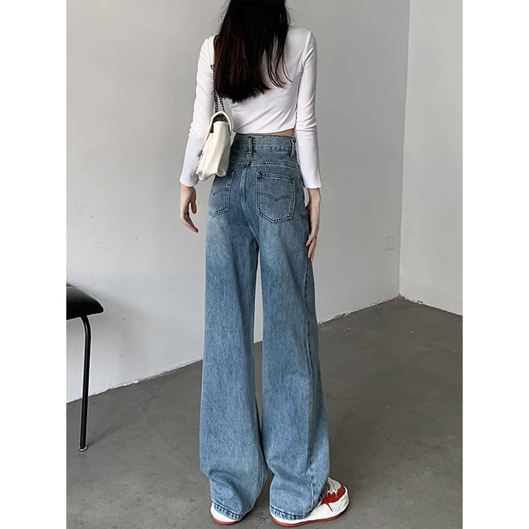 Quần jeans nữ ống rộng,chất bò dày dặn dáng suông Ulzzang Hàn Quốc-Minxy shop