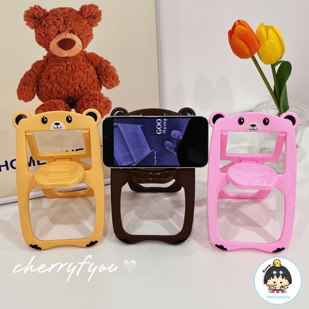 Giá Đỡ Điện Thoại Bằng Silicon Họa Tiết Gấu Hoạt Hình Dễ Thương
