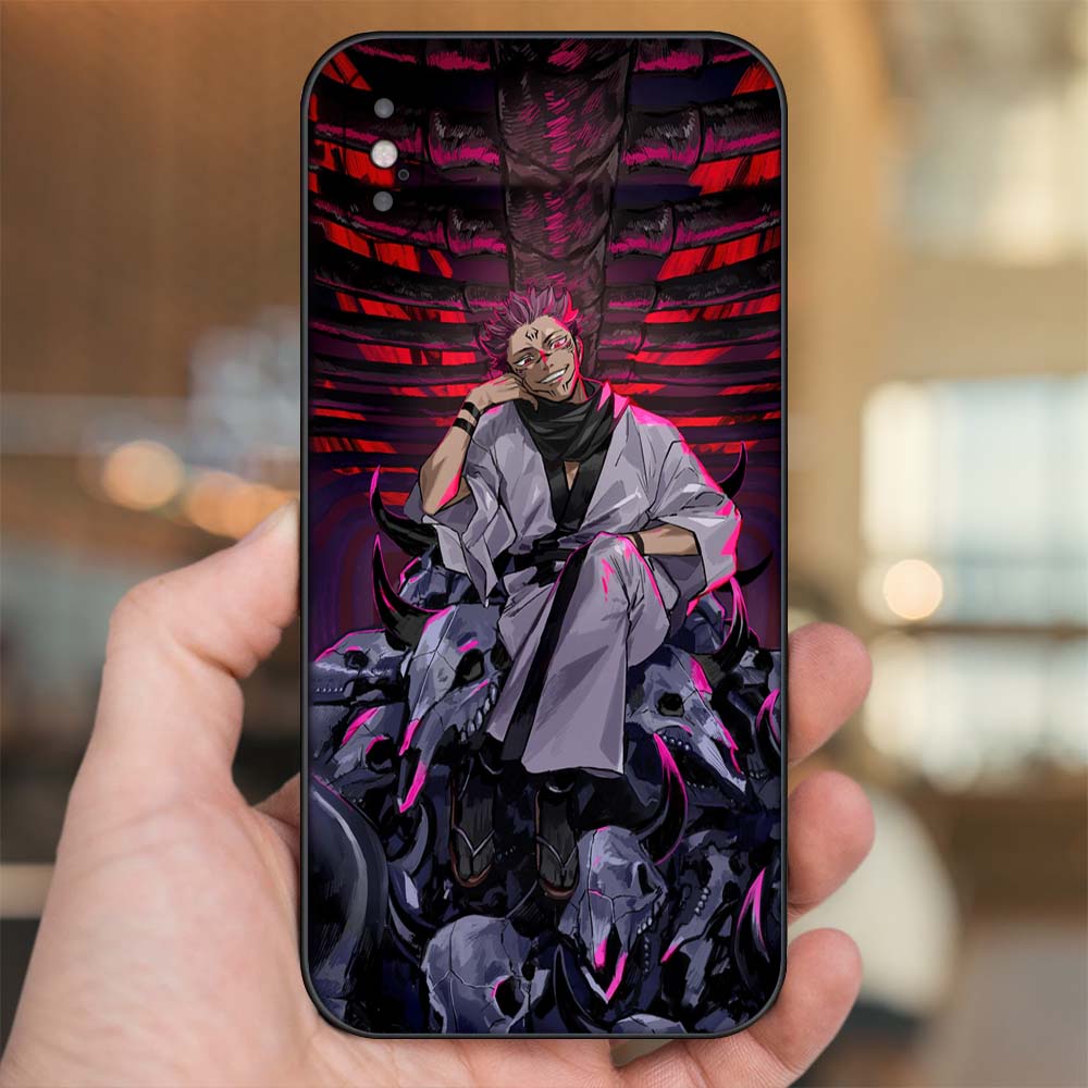 Ốp lưng iPhone X, Xs dẻo đen cạnh vuông in hình Sukuna Yuji Jujutsu Kaisen Chú Thuật Hồi Chiến