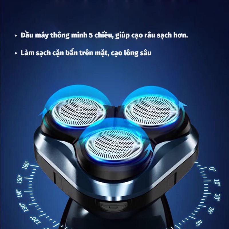 Máy Cạo Râu 4D SHAVER Lưỡi Cạo Bằng Thép Cao Cấp. Dao Có Đầu Tỉa Mũi Và Tông Đơ. Máy Có Chống Nước