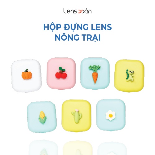 Hộp đựng kính áp tròng LENS XOẮN chăm sóc mắt gồm dụng cụ đi kèm HỘP ĐỰNG LENS MINI FARM