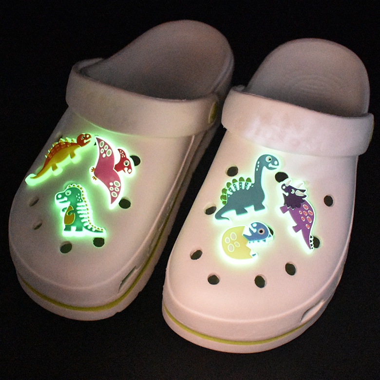 Nút Bấm Giày Crocs Hình Khủng Long Phát Quang DIY