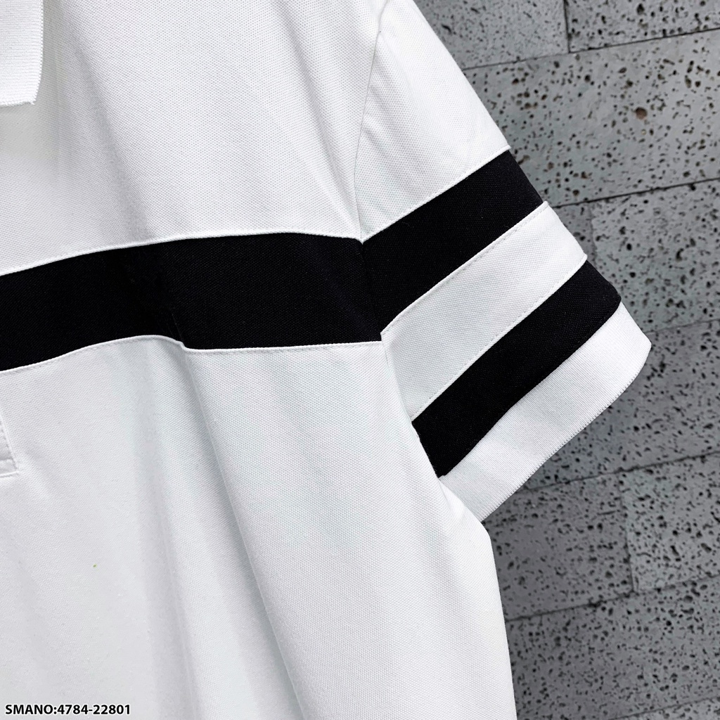 Áo thun cổ bẻ polo nam D&amp;G trắng phối đen cao cấp phong cách sang trọng