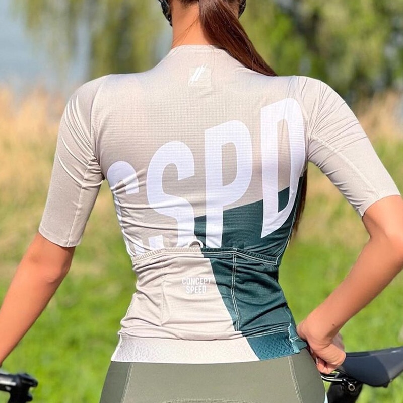 CSPD CONCEPT TỐC ĐỘ Áo Đi Xe Đạp Nữ Top Areo Fit Race Cut 3 Túi Sau Full Zip