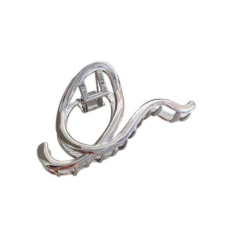 Kẹp Tóc Hình Cá Mập Bằng Kim Loại Thiết Kế Hình Học Bất Đối Xứng Cỡ Lớn Phong Cách Pháp Thanh Lịch Cho