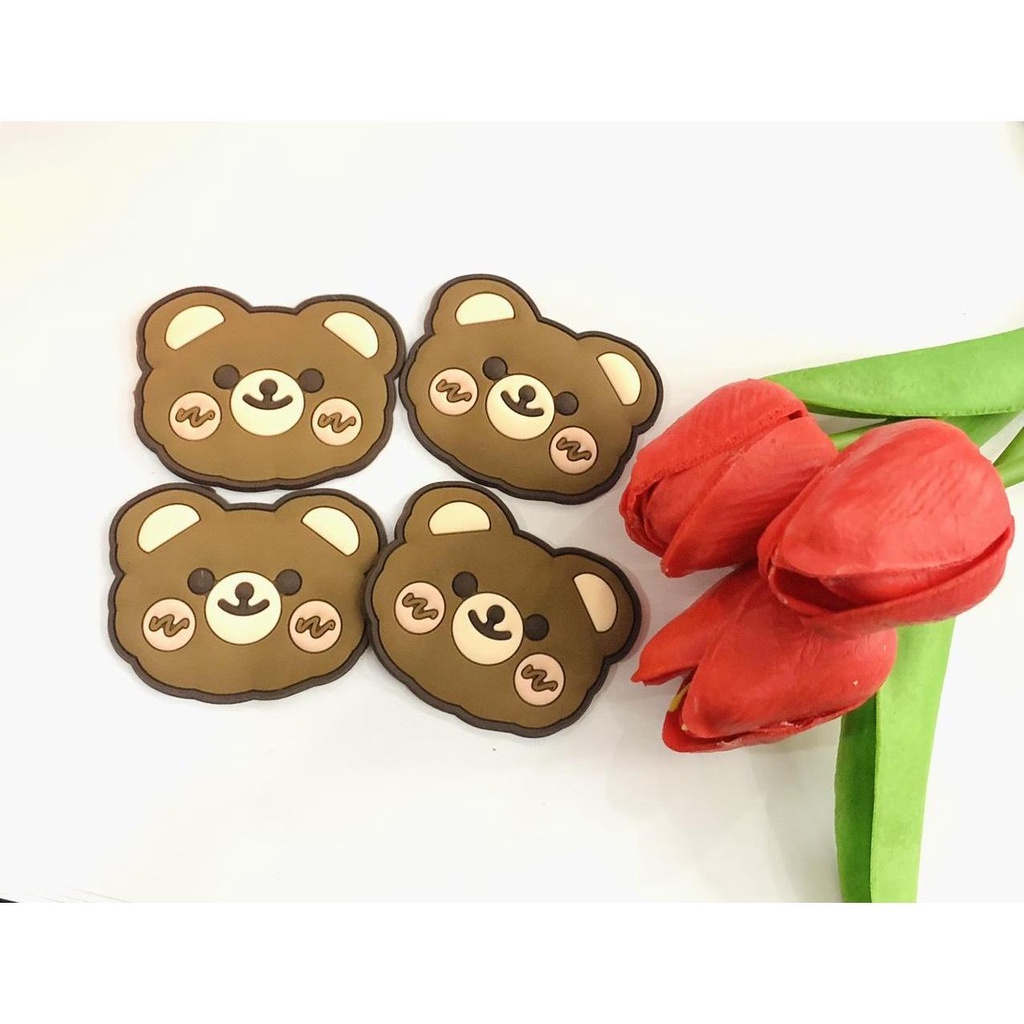 SKC3 GẤU MÁ HỒNG Sticker đính dán dép mẫu mới  dễ thương cho nam nữ phù hợp mọi loại dép