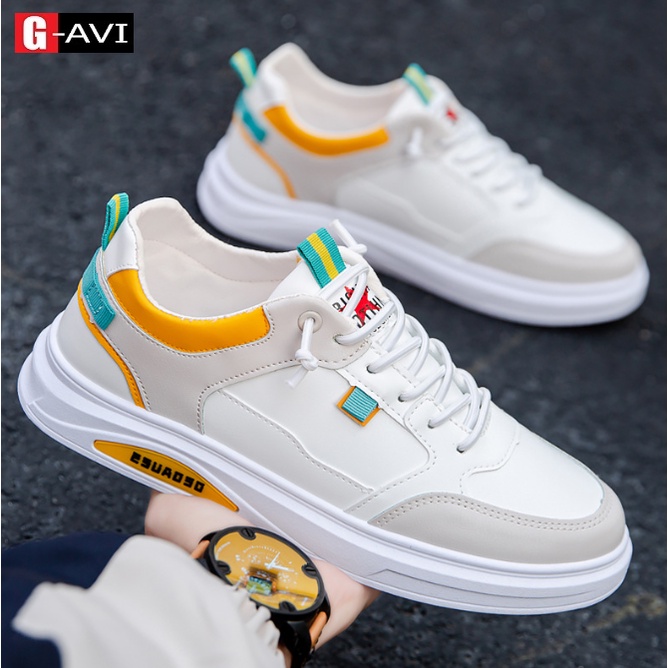 Giày sneaker nam trắng da PU cao cấp kiểu dáng Hàn Quốc trẻ trung hot trend AVI - 0606