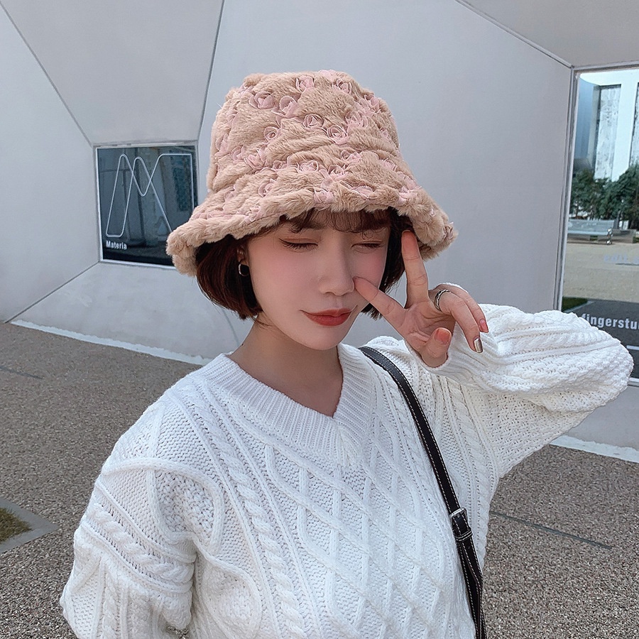 New Korean fashion autumn and winter solid color brimmed hats for women