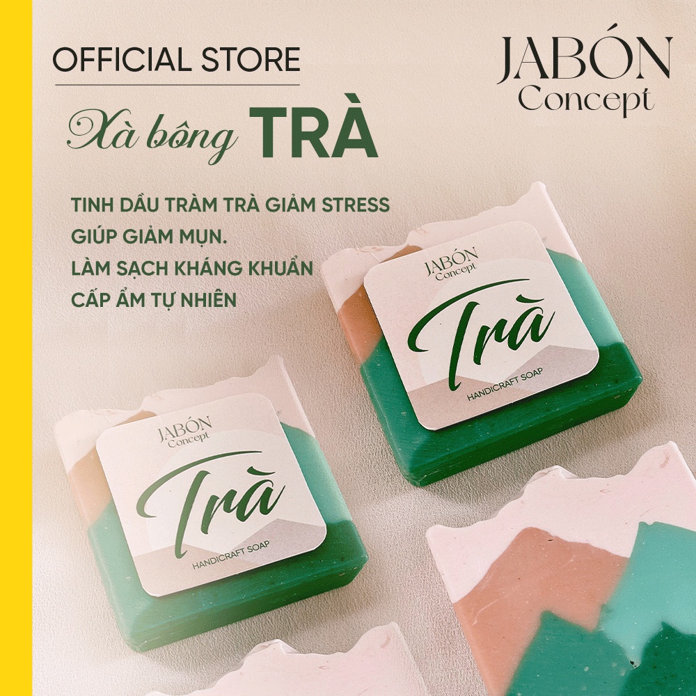 Xà Bông Organic Bạc Hà 100gram Tinh Dầu Tràm Trà Giảm Mụn Thiên Nhiên Jabón Concept