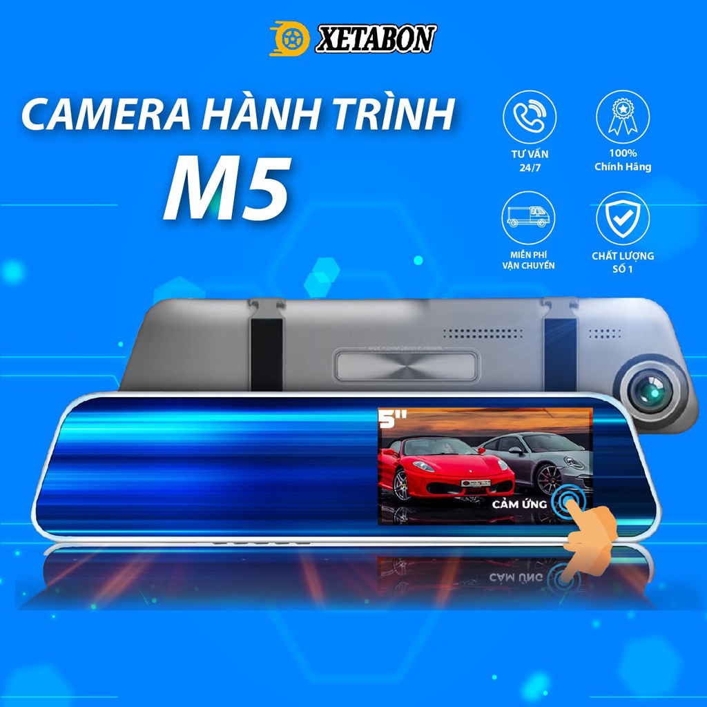 Camera Hành Trình ô tô gương chiếu hậu M5 XETABON-màn cảm ứng 5 inch Full Hd 1080P - lắp đặt dễ dàng 1đổi1 trong 1 năm