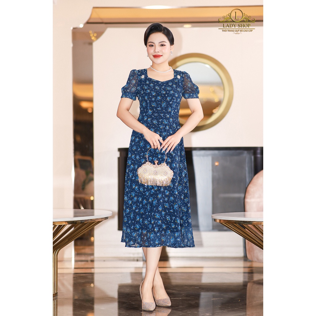 Đầm voan ép hoa nhí cúc ngọc Ladyshop thời trang trung niên cao cấp T72
