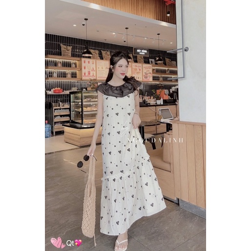 Váy maxi ba lỗ hoa nhí