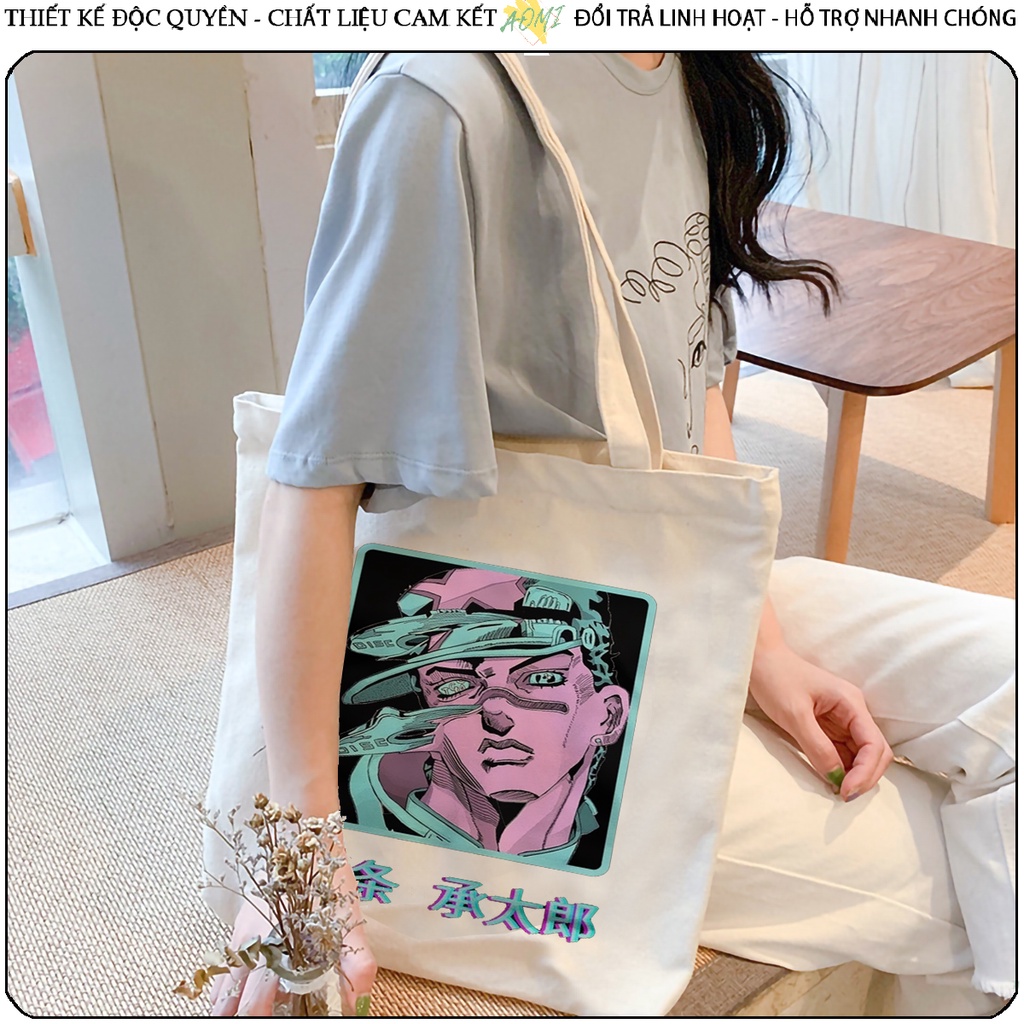 TOTE Jojo CANVAS TÚI VẢI ĐEO VAI BAG CÓ KHÓA KÉO SIZE LỚN 33x38cm AOMIVN DU LỊCH DẠO PHỐ AOMI