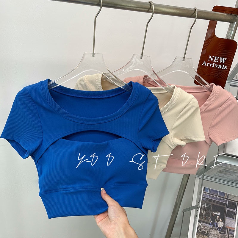 Áo thun COZOKC thể thao ngắn tay dáng ôm thời trang