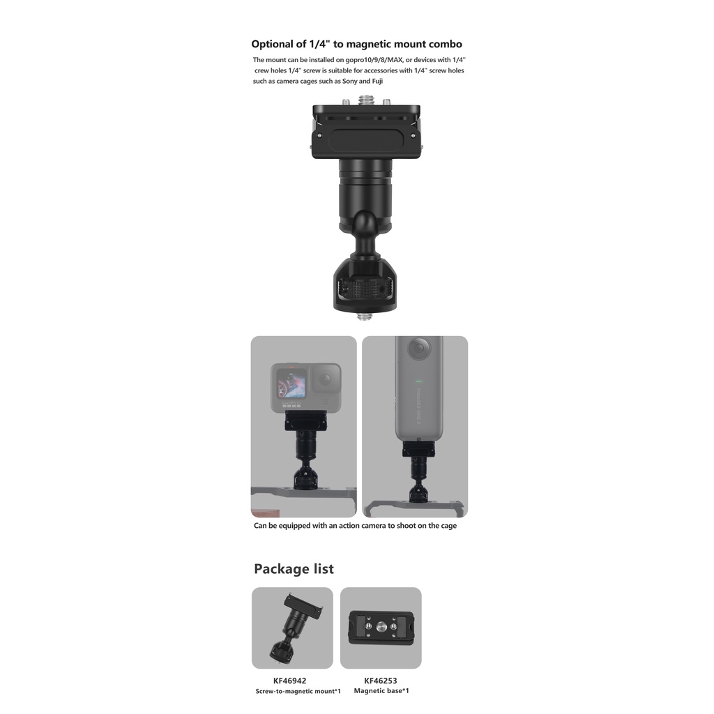 Đế Nam Châm XT-XINTE Kèm Ốc Vít 1 / 4 Chuyên Dụng Cho Máy Ảnh Thể Thao DJI ACTION 2