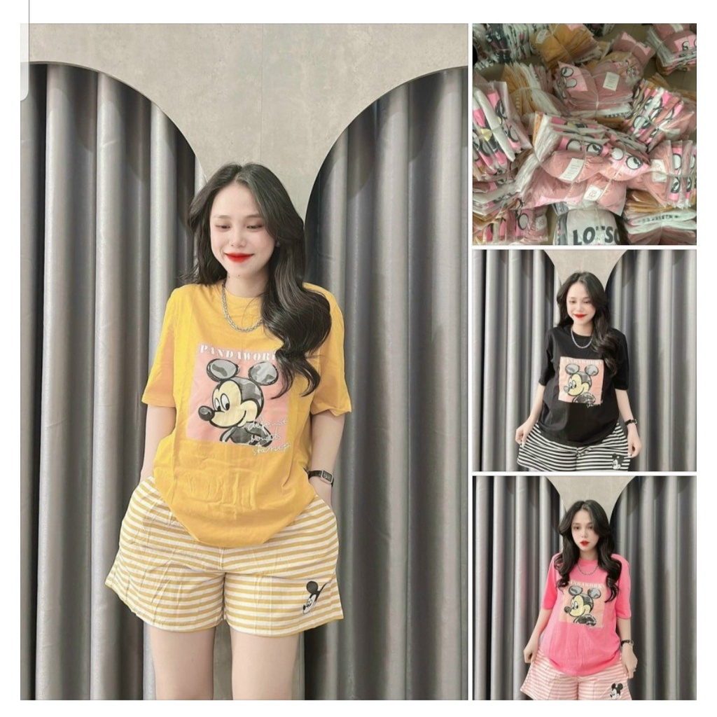 SÉT BỘ THUN ĐÙI ÁO PHOM RỘNG HOẠ TIẾT CHUỘT MICKEY 120000/MS012 MÃ 761