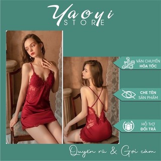 Váy ngủ 2 dây lụa ren hở lưng sexy quyến rũ