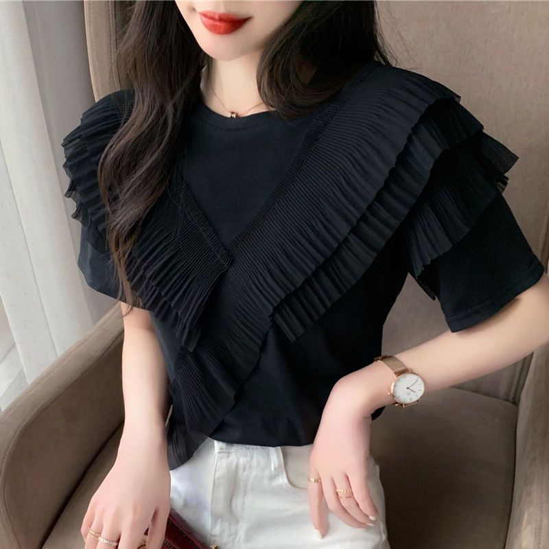 Áo Kiểu Tay Ngắn Dáng Rộng Phong Cách Hàn Quốc Xinh Xắn Cho Nữ