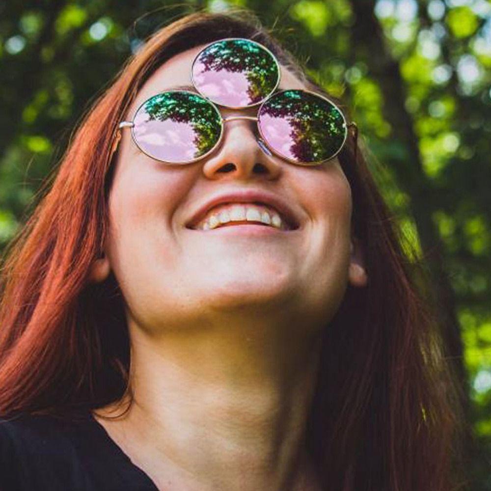 Kính Mát Gọng Tròn Lớn Bằng PC Chống Tia UV400 Phong Cách Cổ Điển Thời Trang Cho Nữ