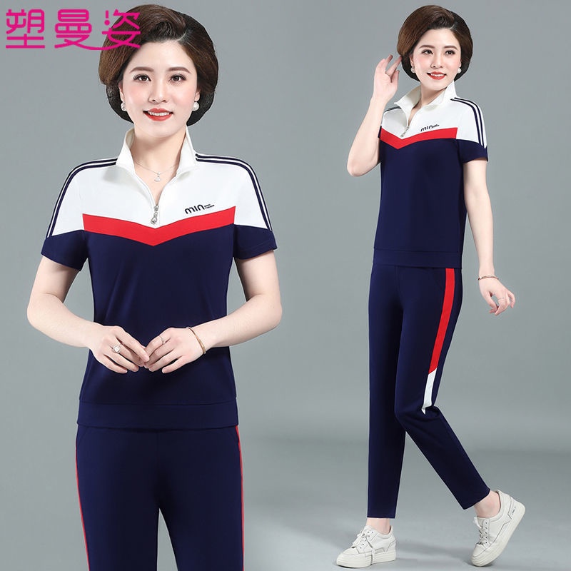 Bộ Đồ Thể Thao Áo Thun Tay Ngắn Thời Trang Mùa Hè 2023 Cho Phụ Nữ Trung Niên 2023