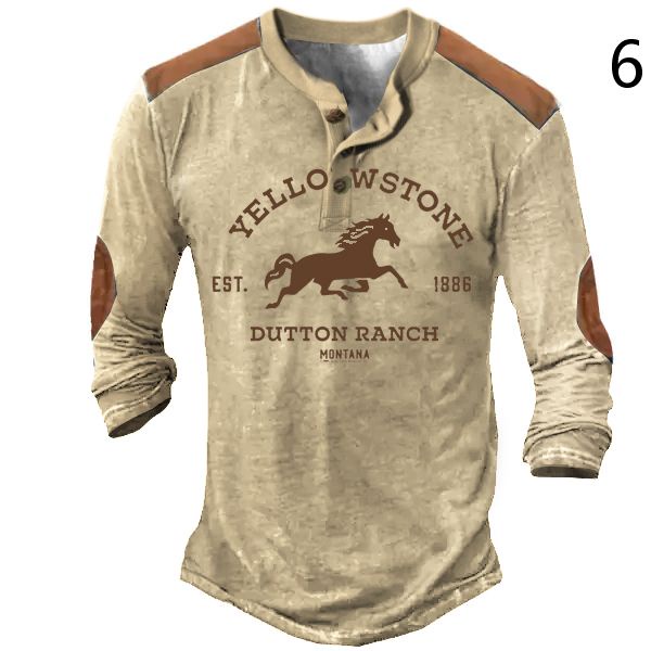 Áo Thun Tay Dài In Hình 3D Phối Nút Thời Trang Dành Cho Nam