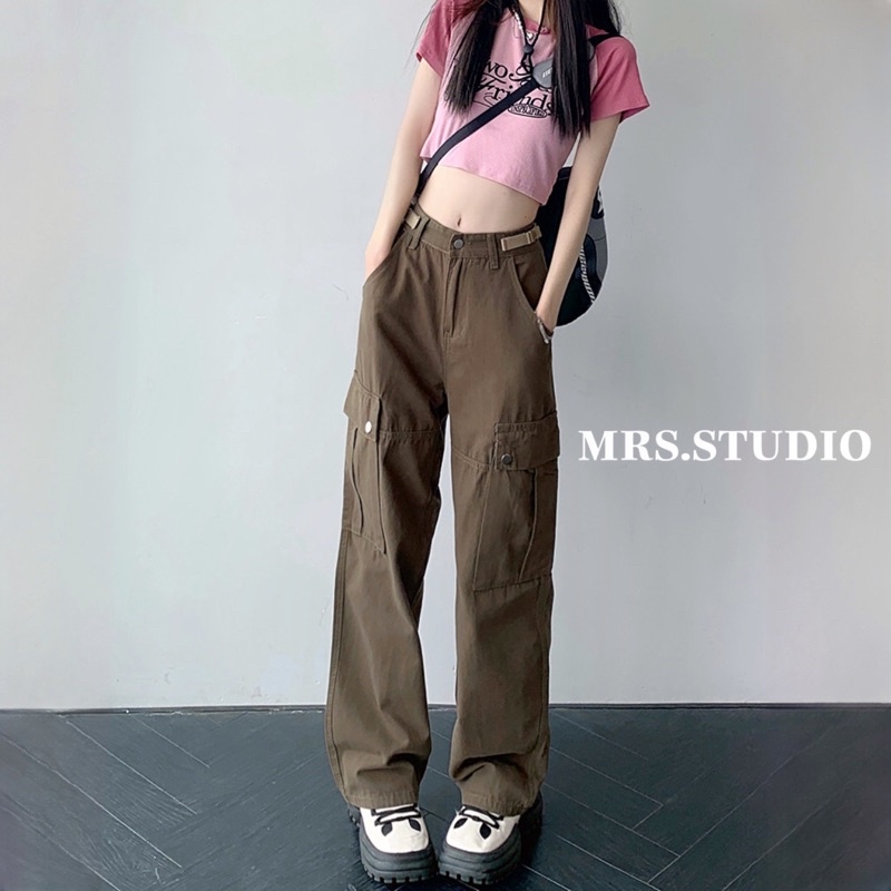 Quần Kaki túi hộp khuy chỉnh eo Cargo pant MRS024G